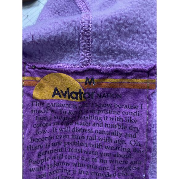 Aviator Nation 'Ninja' Purple Logo Pullover Hoodie Size M - Picture 4 of 5